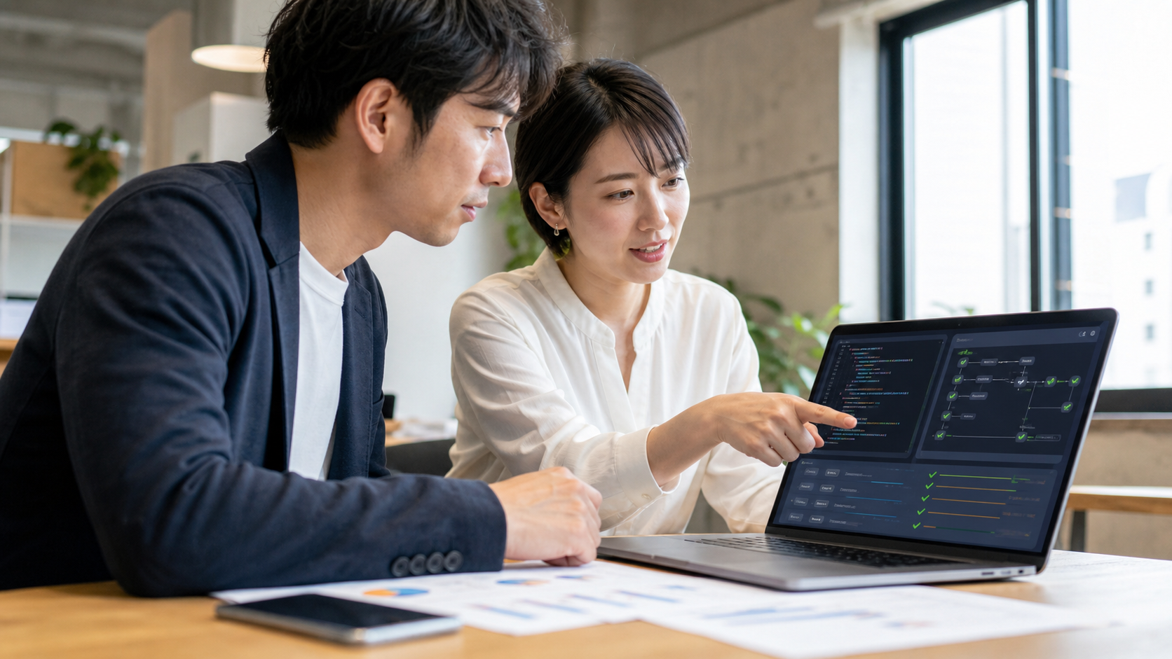 企業サイトに掲載する会社情報・サービス・事例・FAQを整理する担当者のイメージ